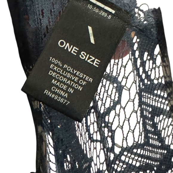 Blue Lace Poncho with Fringe and Open Front - Picture 3 of 3